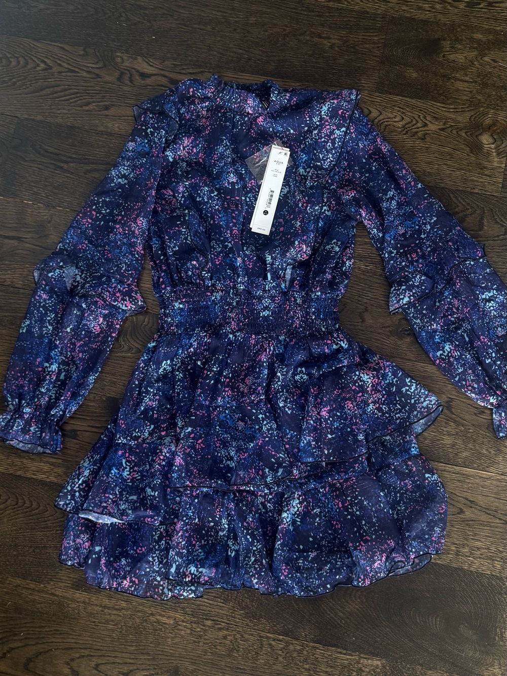 Aqua Navy Floral Ruffle Tiered Dress Bloomingdale’s